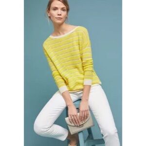 Anthropologie Charli Estrees Cashmere Sweater Small Yellow Striped